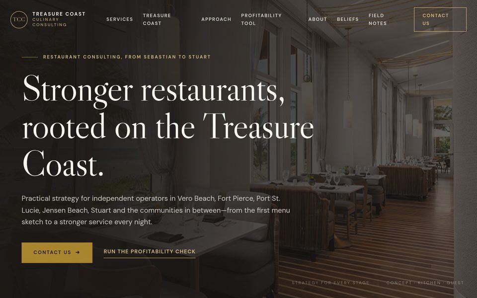 Treasure Coast Culinary Consulting homepage screenshot